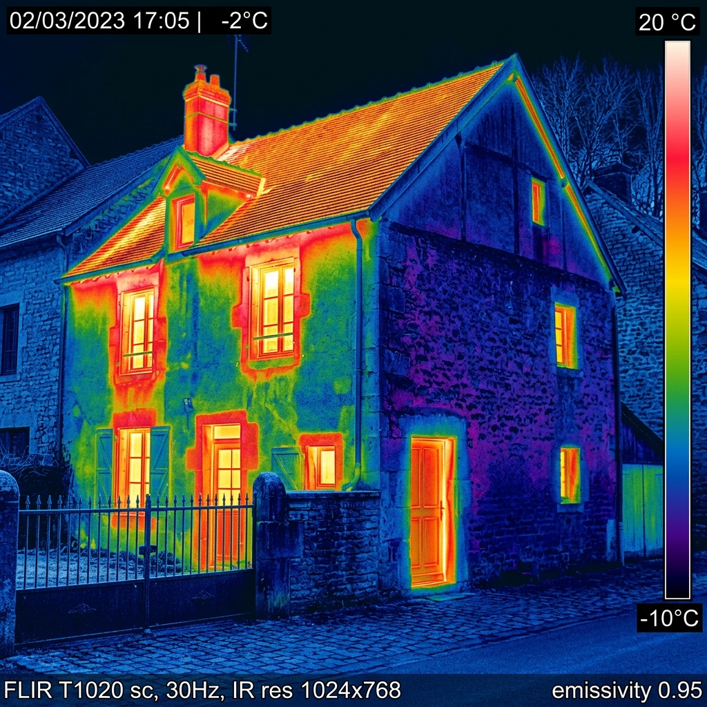 Vue thermique comparative entre un mur isolé par l'intérieur et l'extérieur