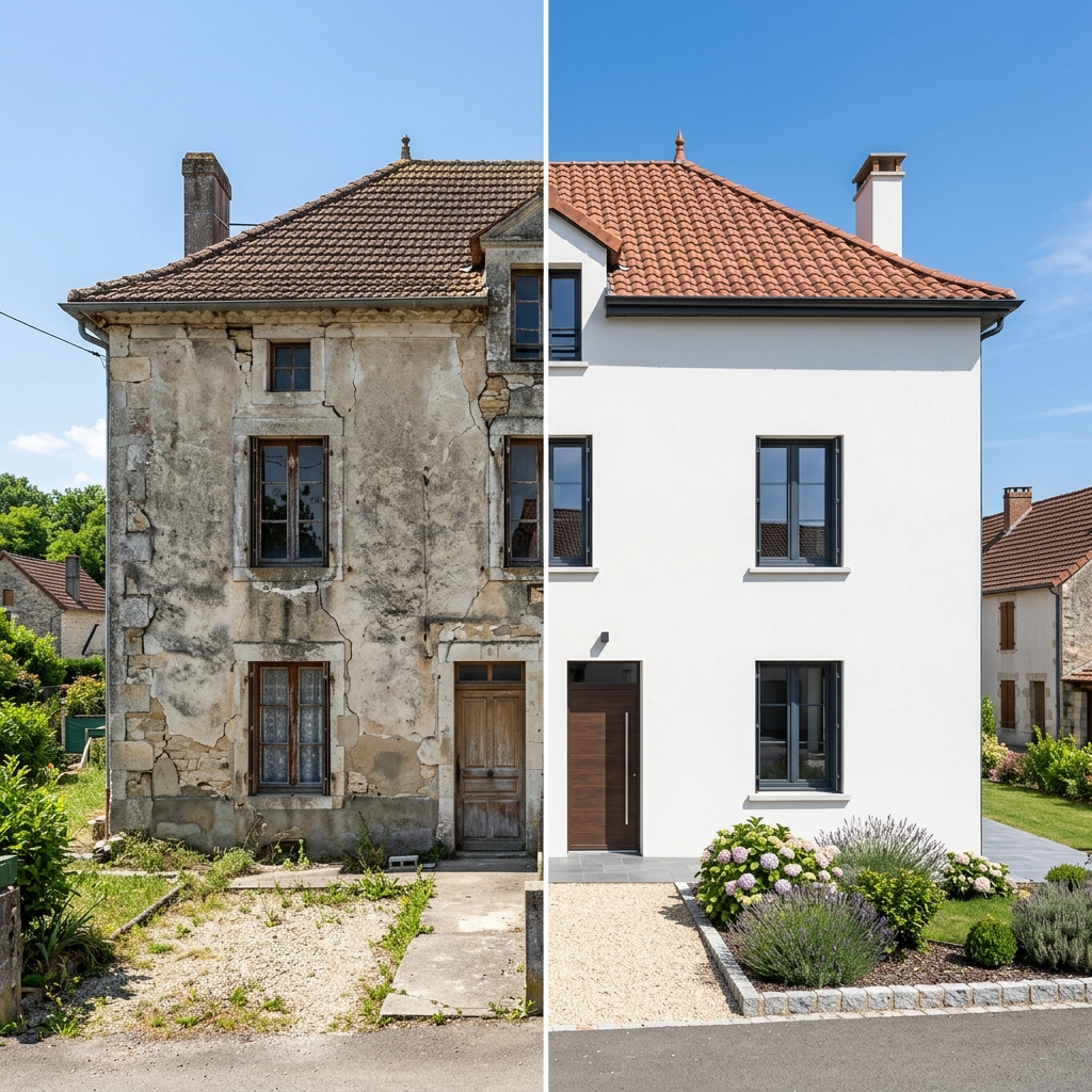 Maison moderne après travaux ITE (façade propre, DPE B)